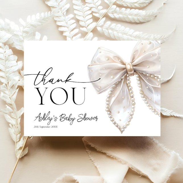 Carte Élégant Baby shower de Merci de fille de la cou (Créateur téléchargé)