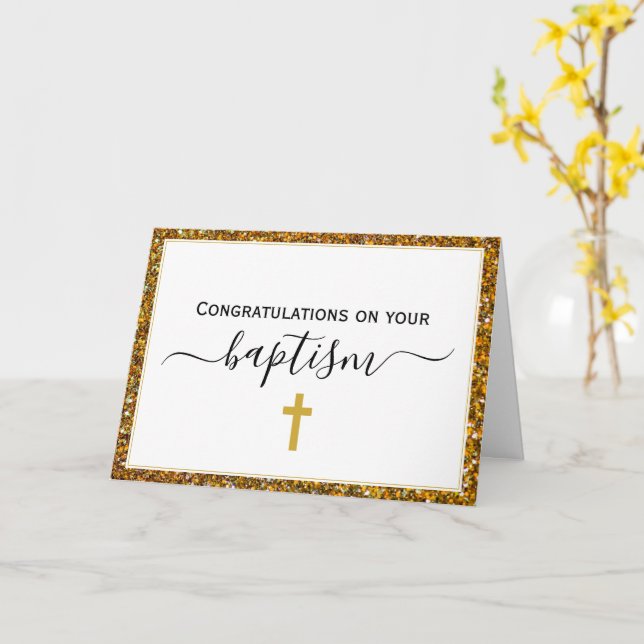 Carte Élégant BAPTÊME ADULTE (Fleur jaune)