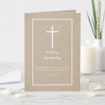 Elegant Bible Verse Christian Cross Sympathy Card