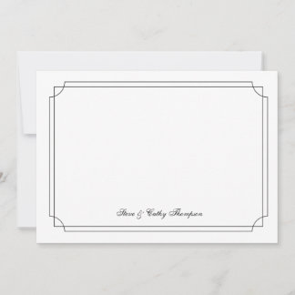 Carte Elegant  Black Border on White Custom Notecard