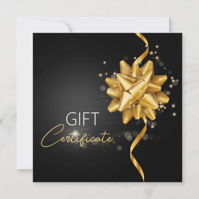Carte Elégant Black Classy Lumineux Gold Round Bow cadea (Devant)