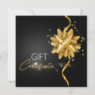 Carte Elégant Black Classy Lumineux Gold Round Bow cadea
