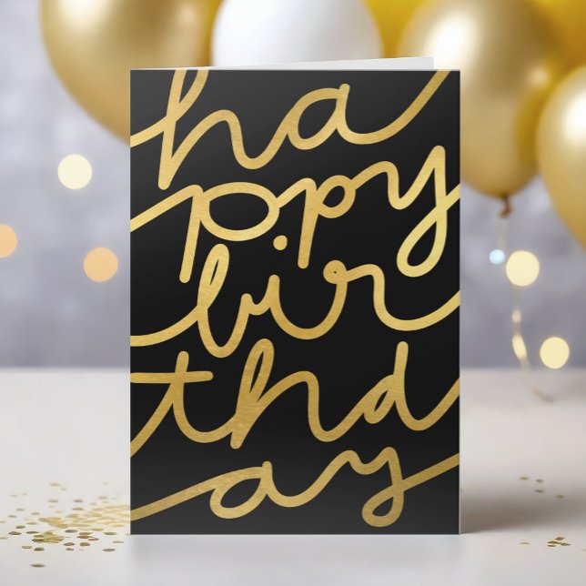Carte Élégant Black Faux Gold Business Joyeux anniversai (Créateur téléchargé)