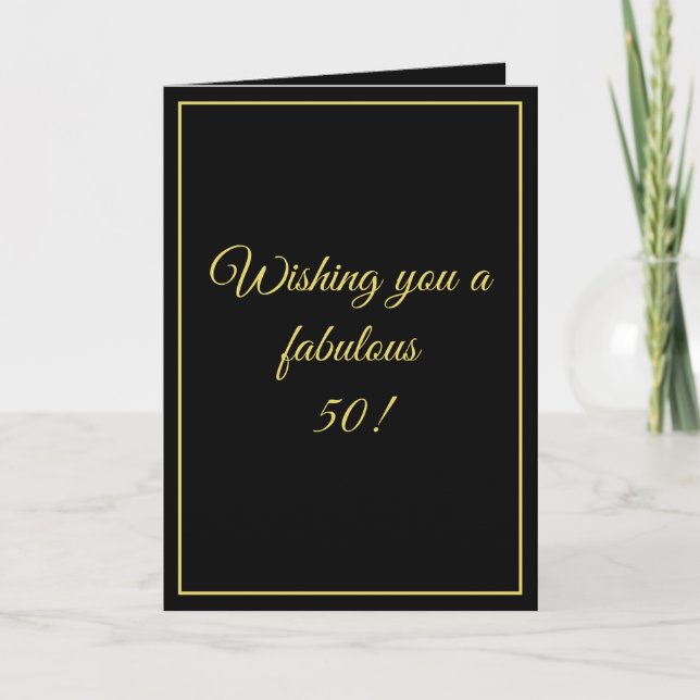 Carte Elégant Black & Gold Custom Brother 50e anniversai (Devant)