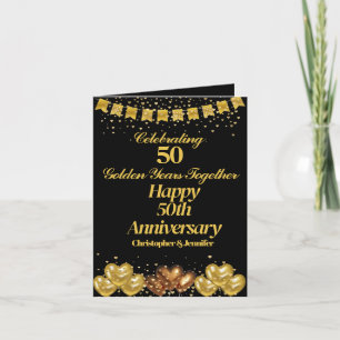 Carte Élégant Black & Gold moderne Joyeux 50e anniversai