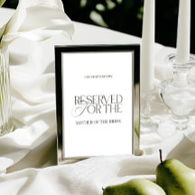 Elegant Black & White Wedding Reserved Seat Sign