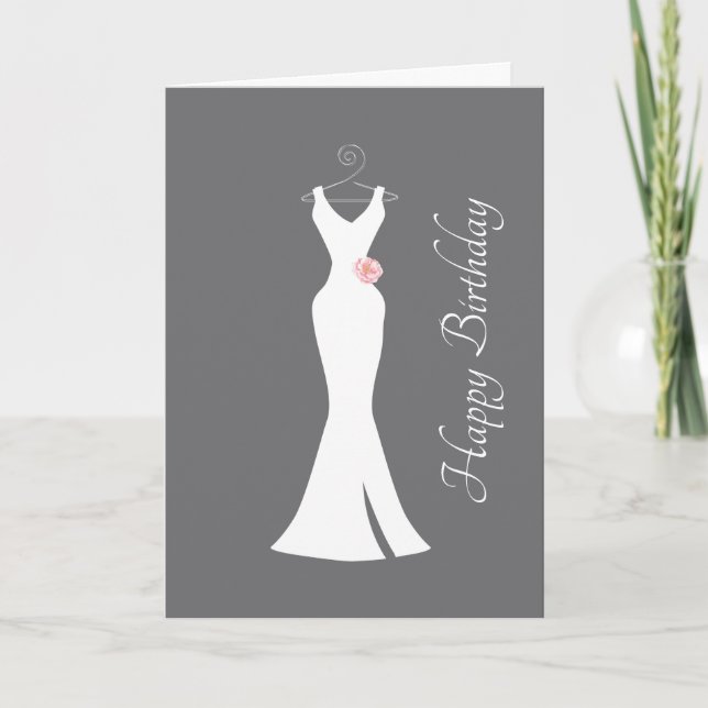 Carte Elégant blanc sur gris - Anniversaire élégant (Devant)