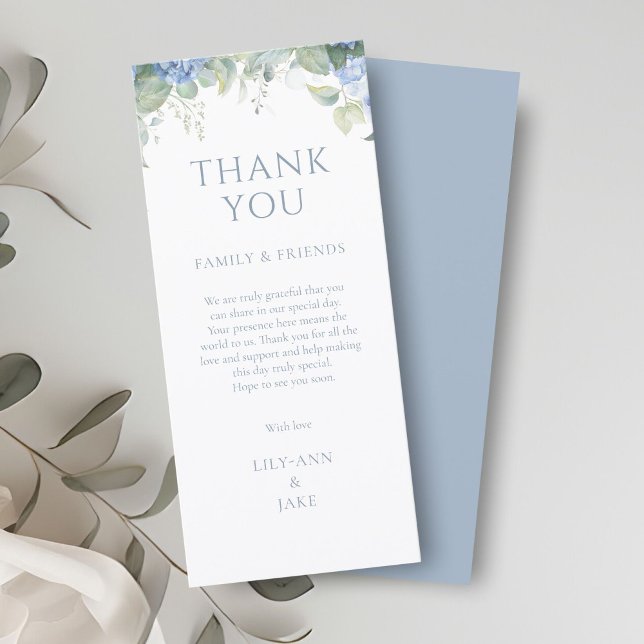 Carte Elegant Blue Floral Hydrangea Wedding Thank You (Créateur téléchargé)