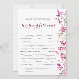 Carte Élégant Blush Bride Heart Vows Jeu