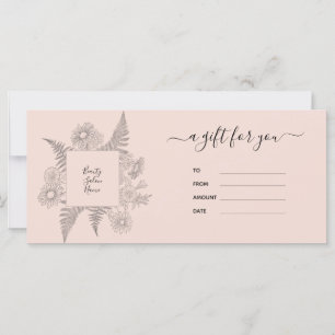 Carte Élégant Blush Rose Floral Beauty Certificat cadeau