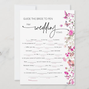 Carte Élégant Blush Ruby Rose Floral Bride Vows Jeu