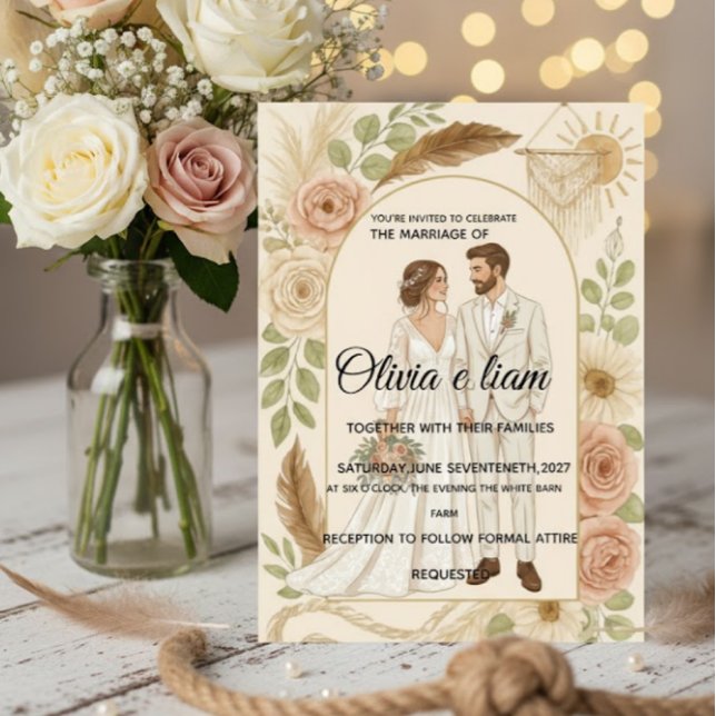 Carte Elegant Boho Wedding Stationery Suite - Olivia & L (Créateur téléchargé)