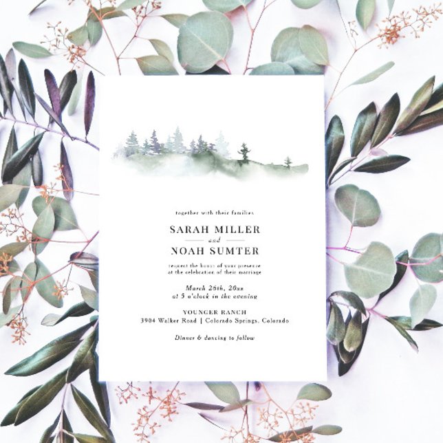 Carte Élégant bois rustique Mariage vert (Créateur téléchargé)