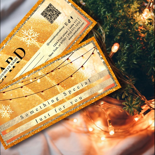 Carte Élégant bon cadeau Gold | Parties scintillant et P (Elegant Gold Gift Voucher | Glitter and Pearl #christmas #holidaygiftcard #lightsandgold #bright)