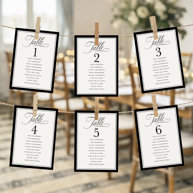 Carte Elegant Border Wedding Seating Chart Table Numbers (Créateur téléchargé)