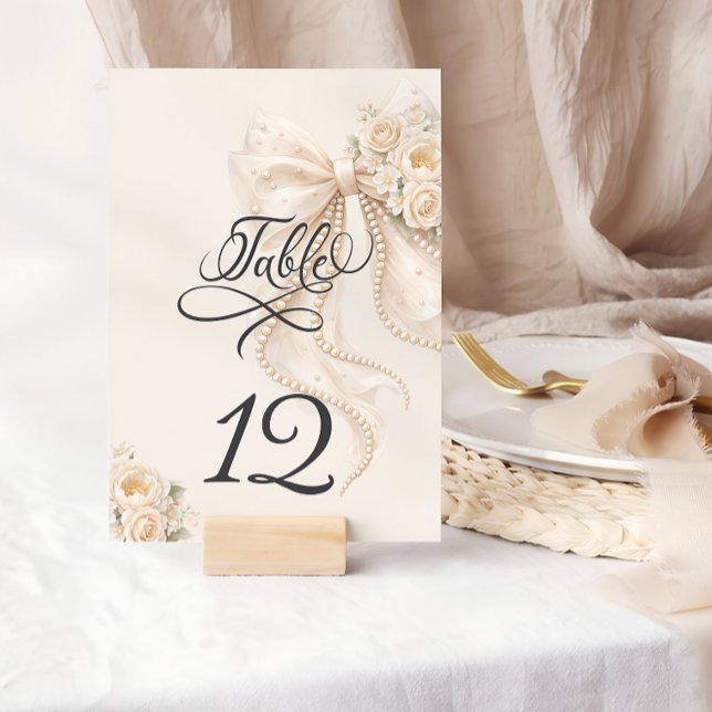 Carte Elegant Bow Floral Table Number (Créateur téléchargé)