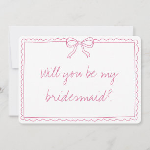 Carte Elegant Bow manuscrit Pink Bridesmaid Proposition