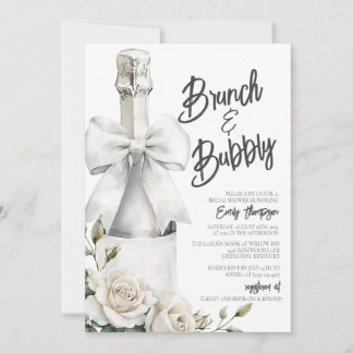 Carte Élégant Brunch floral blanc et mousseux