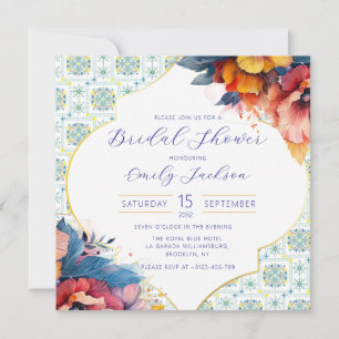 Carte Elégant budget Carreaux marocains Floral