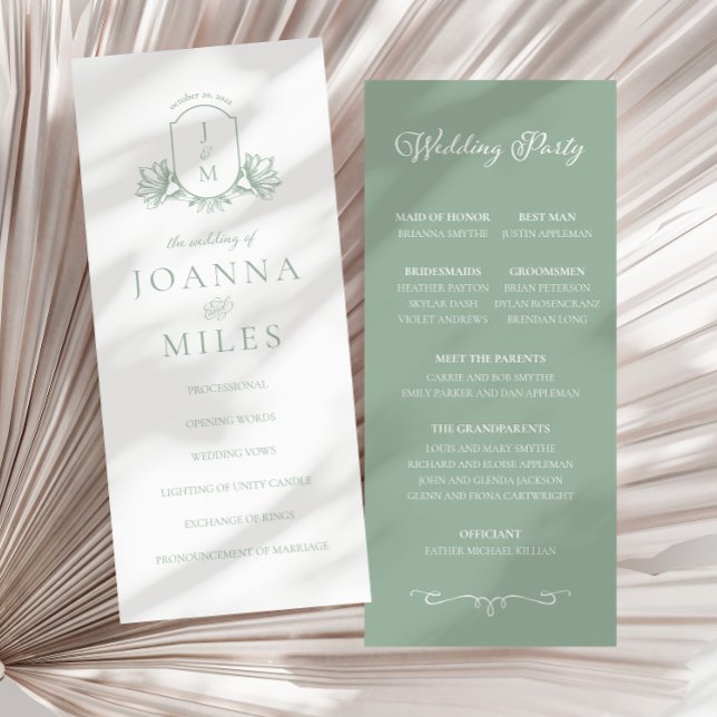 Carte Élégant Calligraphie Sage Botanique Crest Programm (Créateur téléchargé)