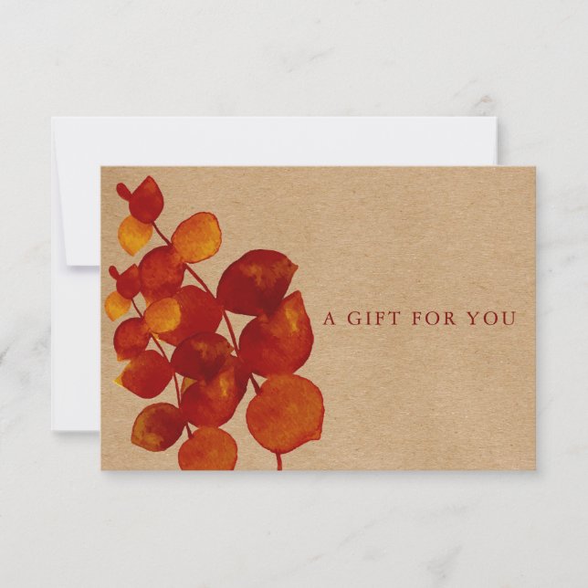 Carte Élégant certificat cadeau Eucalyptus rustique (Devant)