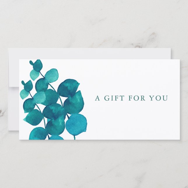 Carte Élégant certificat cadeau Feuille Eucalyptus (Devant)