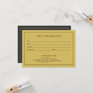 Carte Élégant certificat cadeau logo commercial gris sim