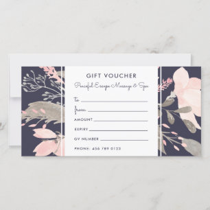 Carte Élégant chèque cadeau Aquarelle Rose-Bleu