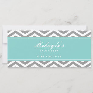 Carte Élégant chèque cadeau Chevron bleu et gris Turquoi