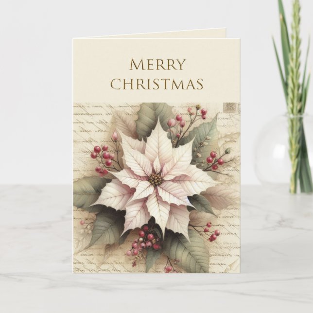 Carte Elegant Christmas Poinsettia Flower Holiday  (Devant)