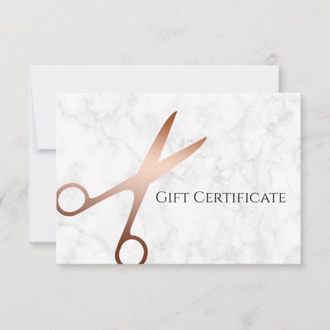 Carte Elégant ciseaux d'or rose moderne coiffeur (Devant)