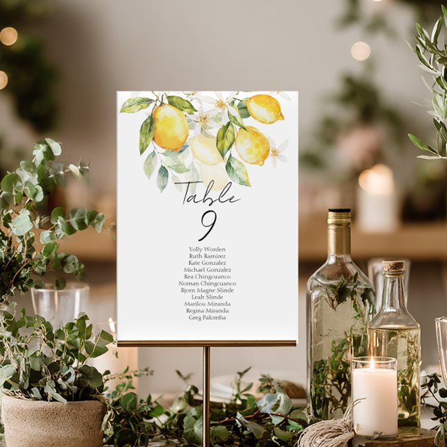 Carte Elegant citrus table number seating chart cards (Créateur téléchargé)