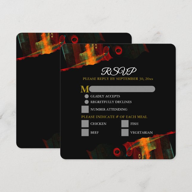 Carte Elegant Classic Modern Trendy Pattern #903 Wedding (Devant / Derrière)