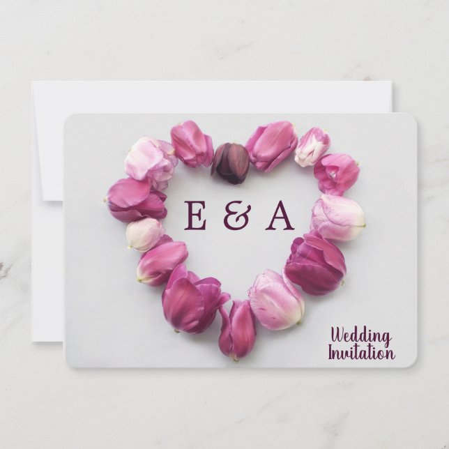 Carte Élégant classique moderne mariage de coeur de fleu (Devant)