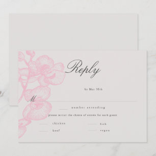 Carte Élégant classique moderne orchidée Mariage repas R