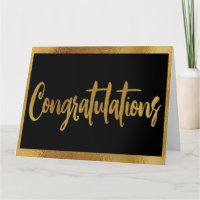 Elégant Classy Black & Faux Gold Félicitations