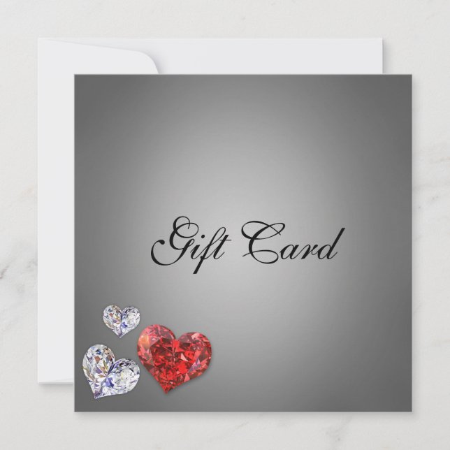 Carte Elégant Coeurs Diamants Precious Certificat Cadeau (Devant)