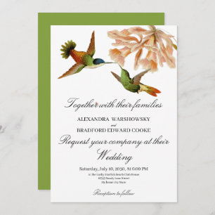 Carte Élégant colibri Lily Sage Mariage vert
