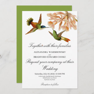 Carte Élégant colibri Lily Sage Mariage vert