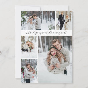 Carte Elégant Collage 5 photo Nouveau marié Mariage Merc