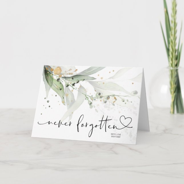 Carte Élégant Condolence jamais oublié Sympathie Grief (Devant)