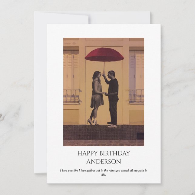 Carte Élégant couple romantique Anniversaire Photo Salut (Devant)