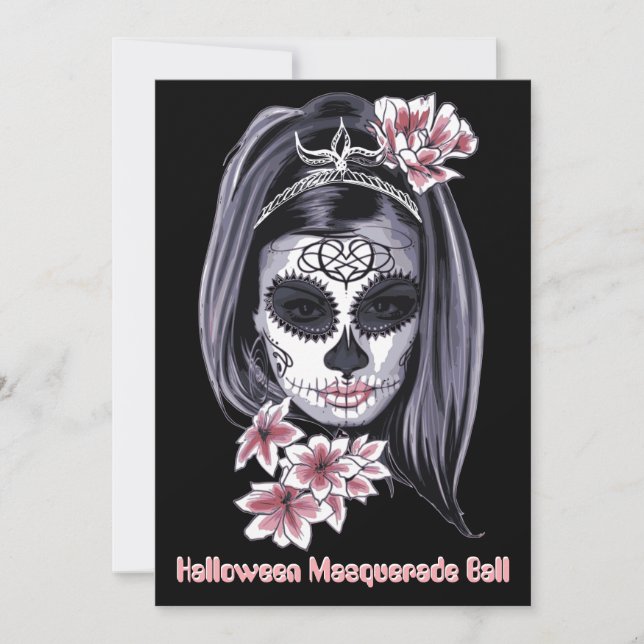 Carte élégant crâne à sucre halloween cinco de mayo (Devant)