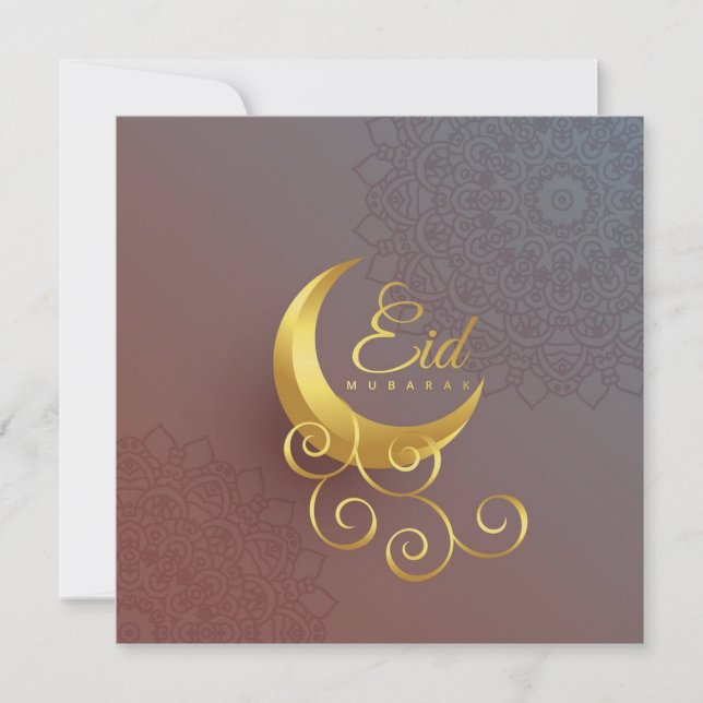 Carte Elégant Crescent Moon Aïd al Fitr (Devant)