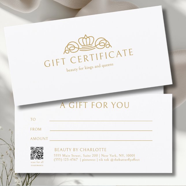 Carte Elegant Crown Salon White Gift Certificate (Elegant Crown Salon White Gift Certificate)