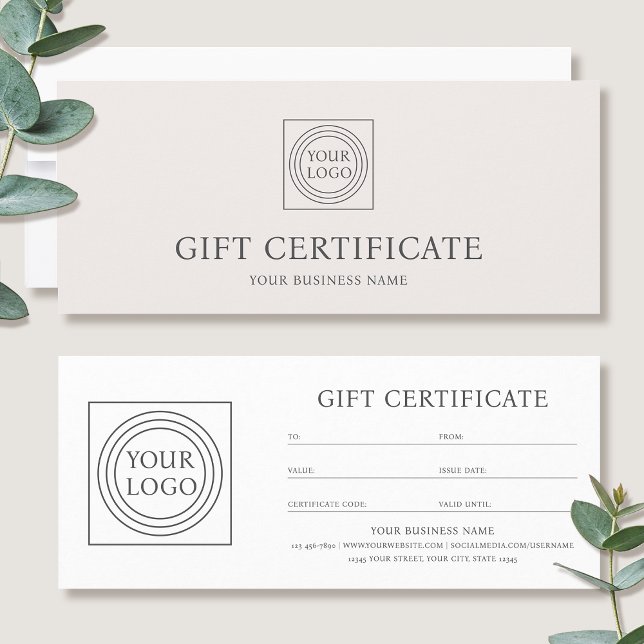 Carte Elegant Custom Logo Gift Certificate Voucher (Créateur téléchargé)