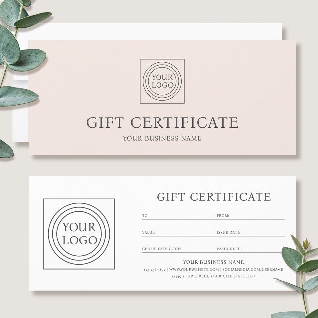 Carte Elegant Custom Logo Pink Gift Certificate Voucher (Créateur téléchargé)