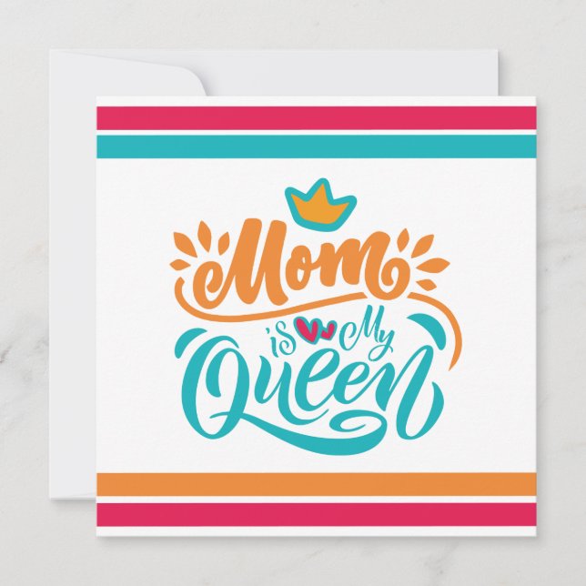 Carte Elegant Design Typografy Maman Is My Queen (Devant)