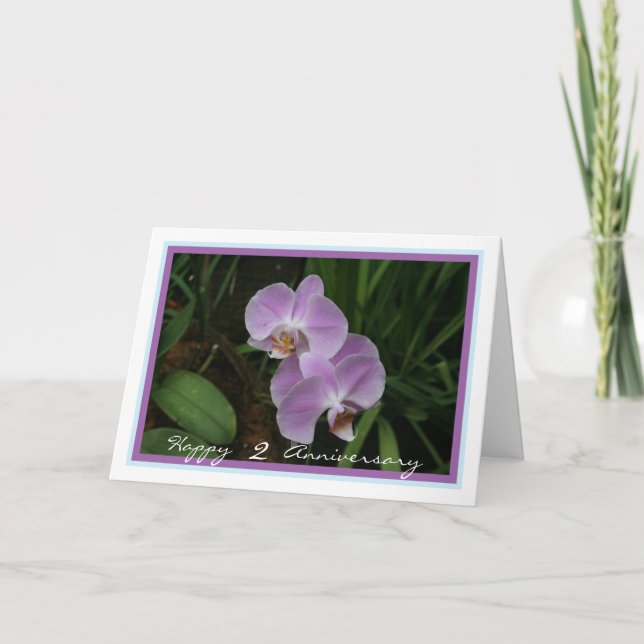 Carte Élégant deuxième anniversaire Mariage Orchidées vi (Devant)