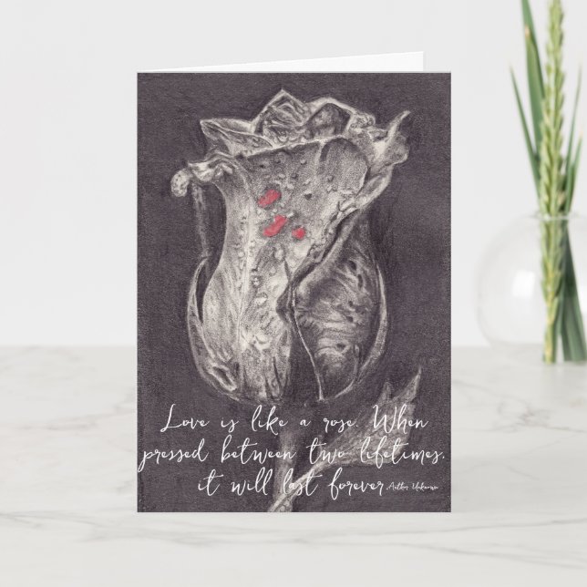 Carte Elégant devis Rose Valentine Holiday Card (Devant)
